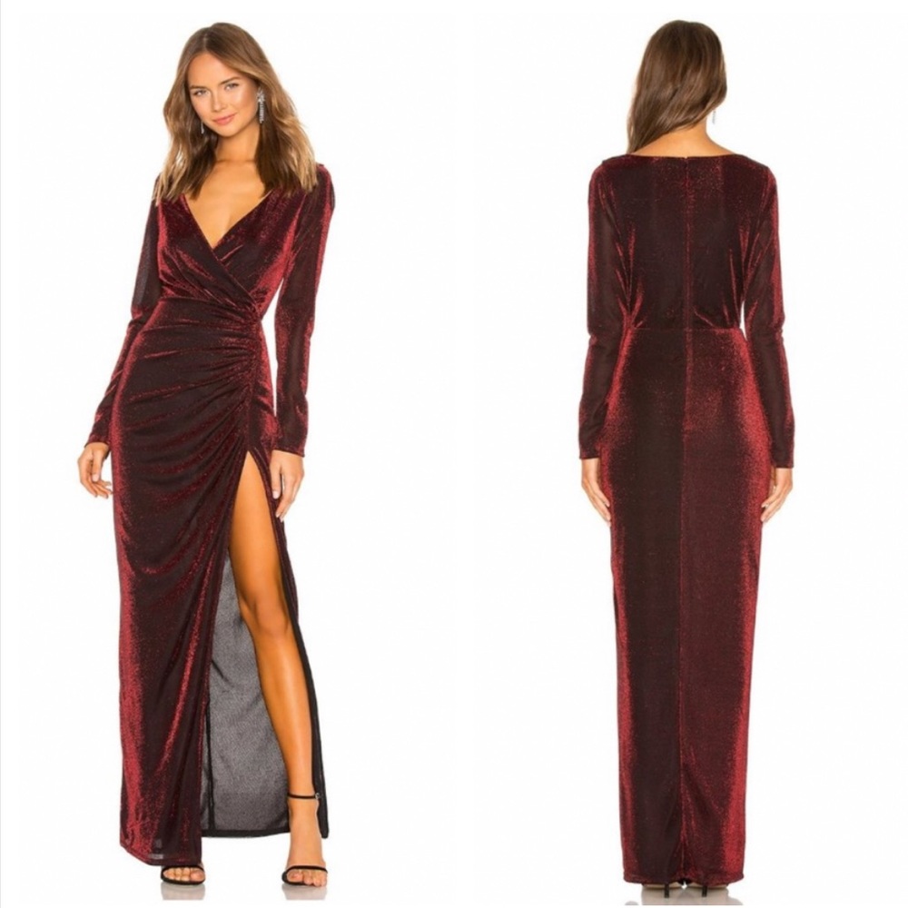 LPA Red Annunciata Wrap Maxi Dress Size S